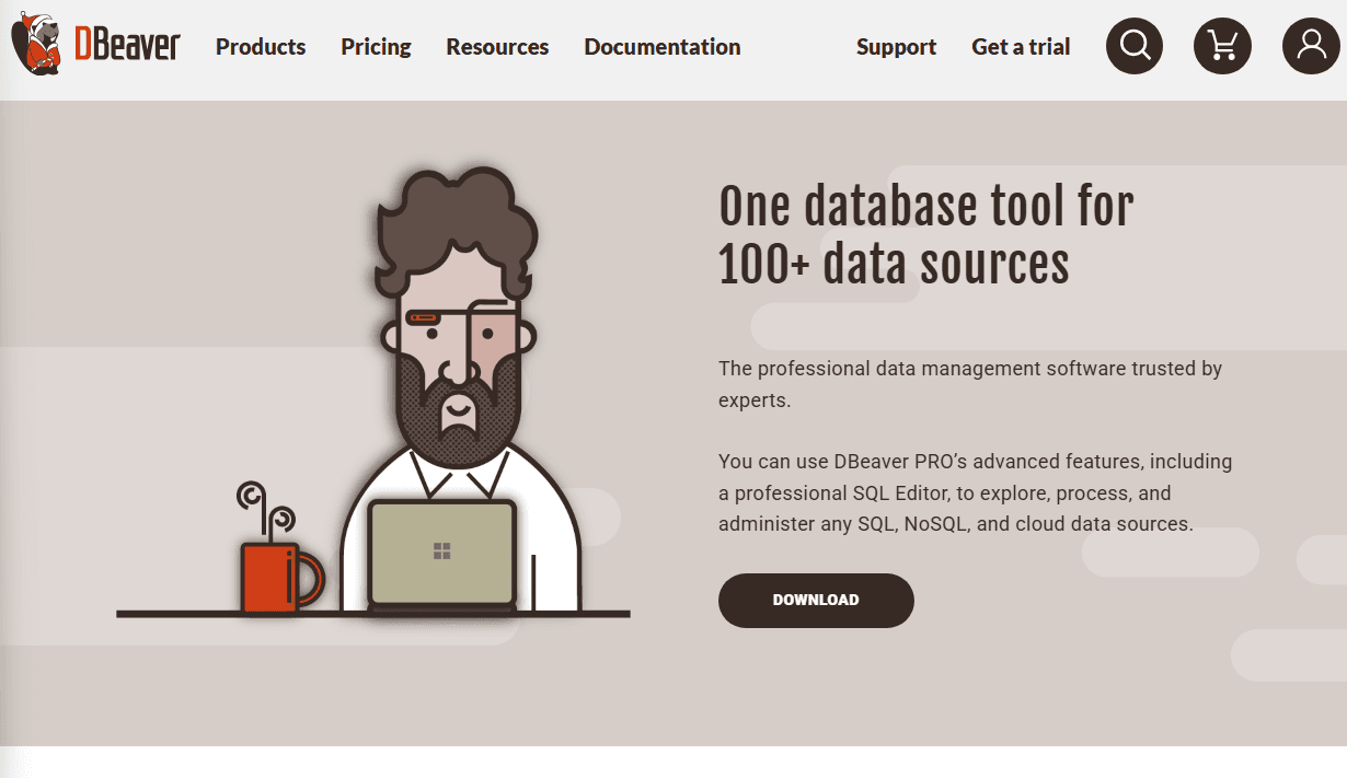 DBeaver offers cross-platform desktop tools to manage, query, and visualize databases.