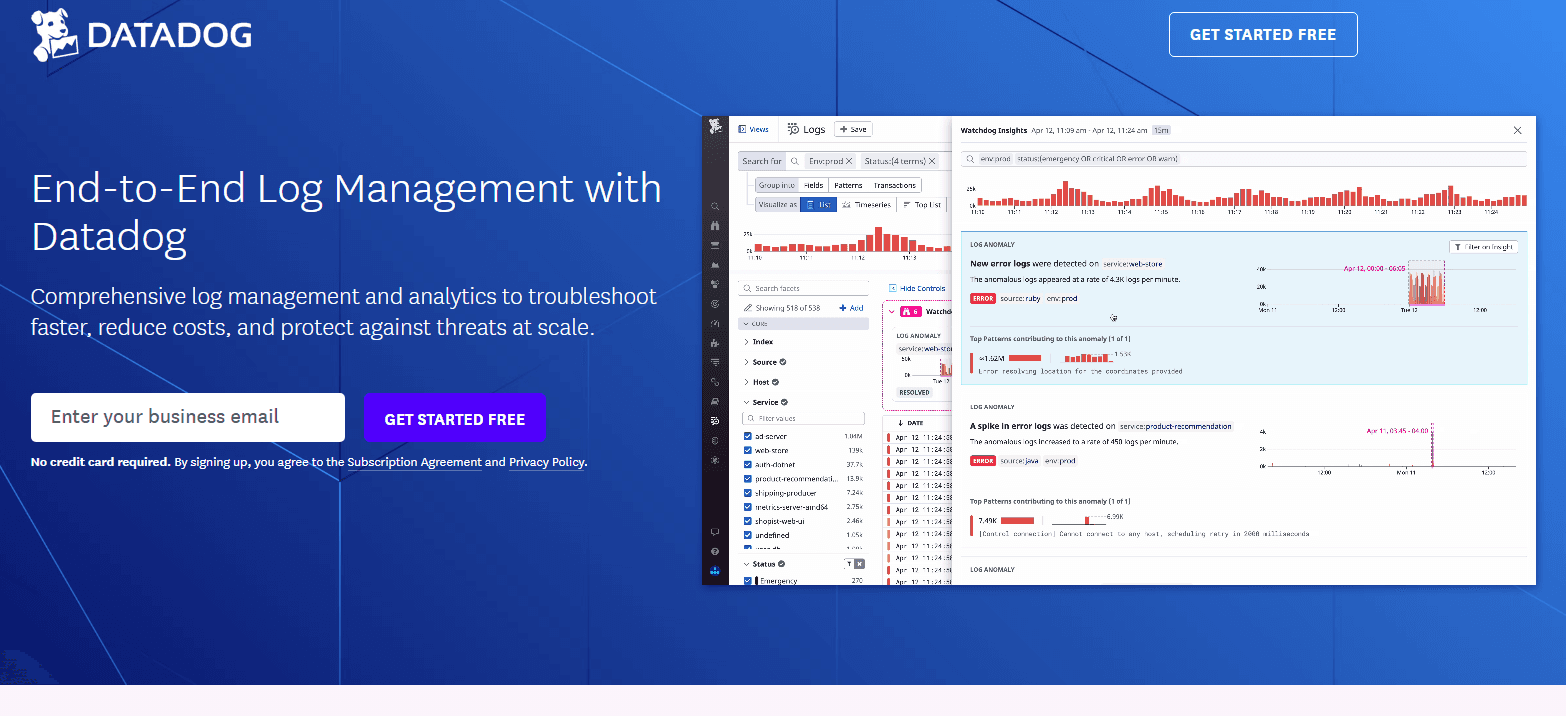 Datadog delivers real-time, centralized log monitoring with powerful analytics.