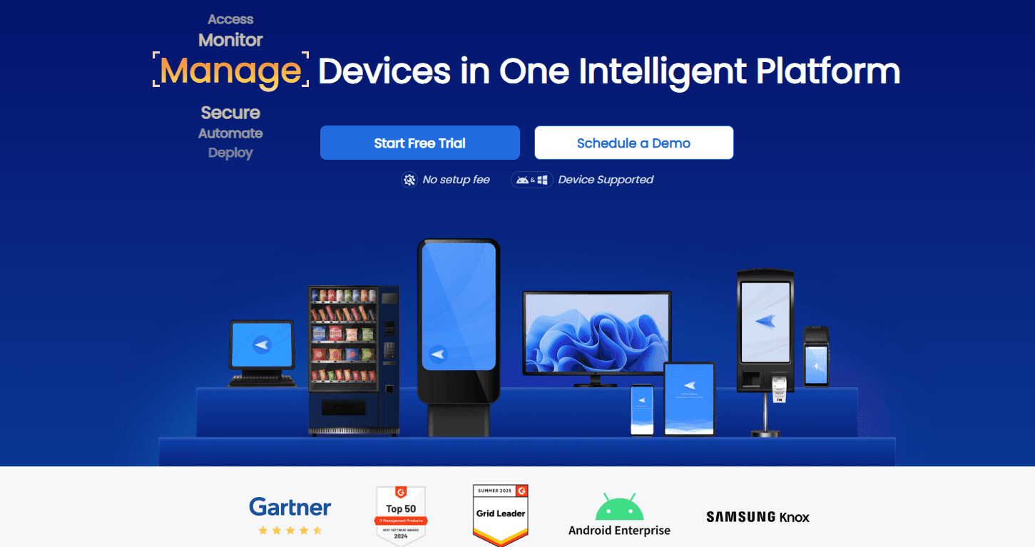 Securely manage, monitor, and control business devices remotely at scale.