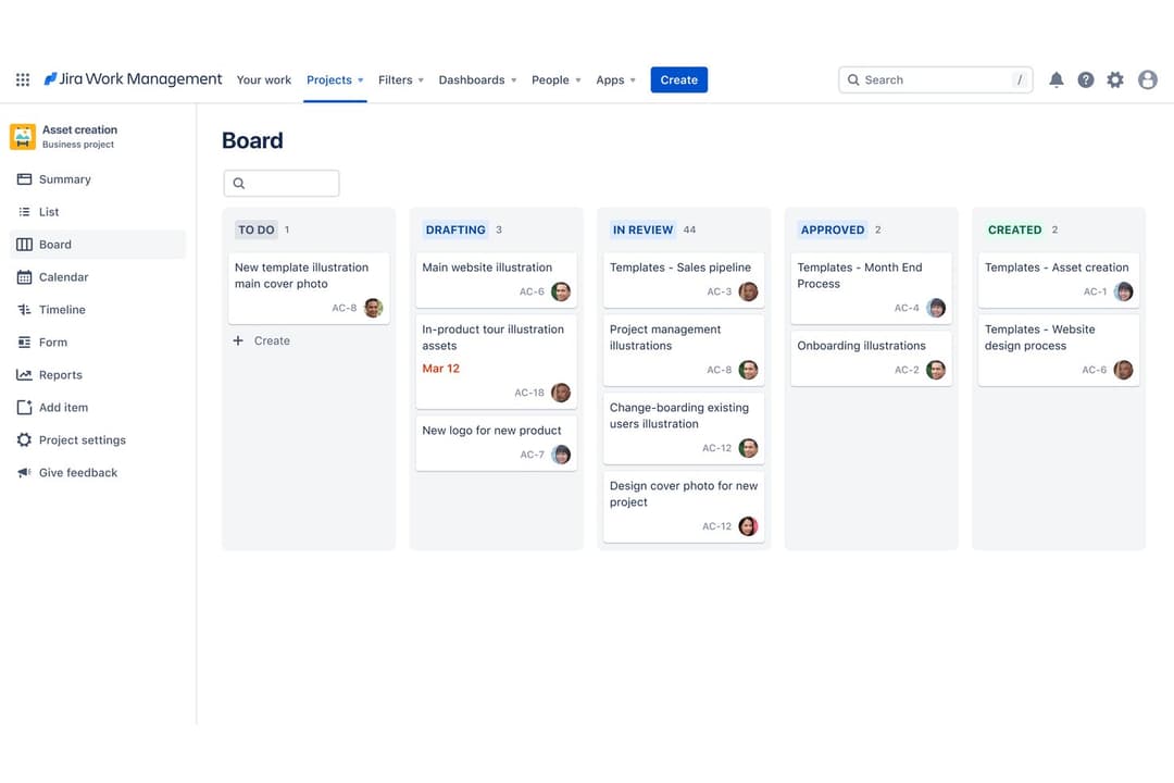 Jira's board view organizes tasks across workflow stages visually.
