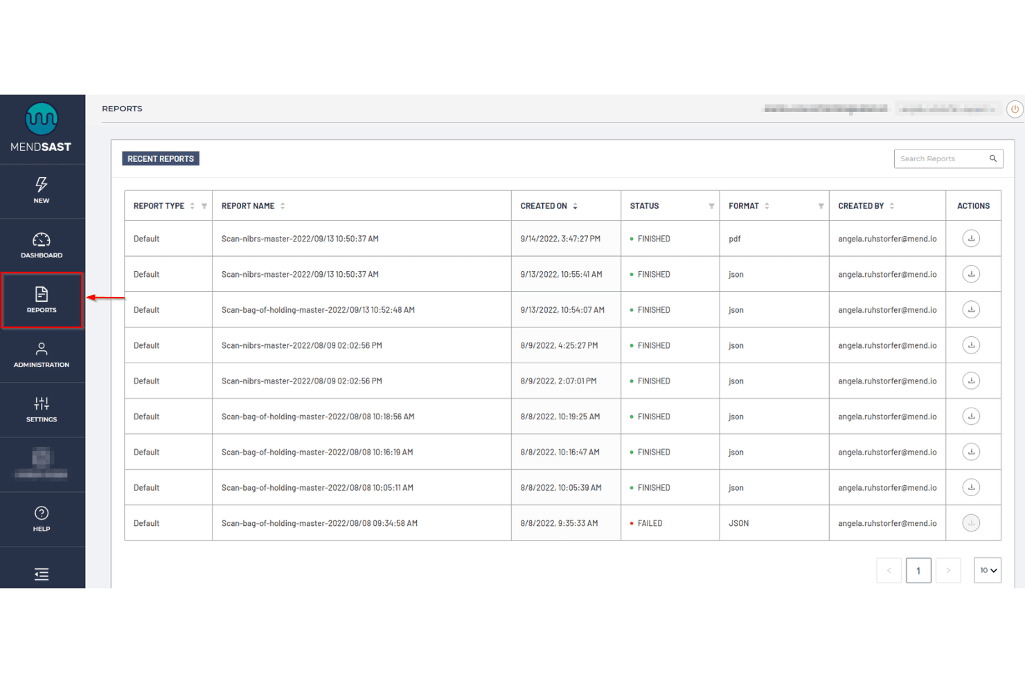 Mend.io screenshot