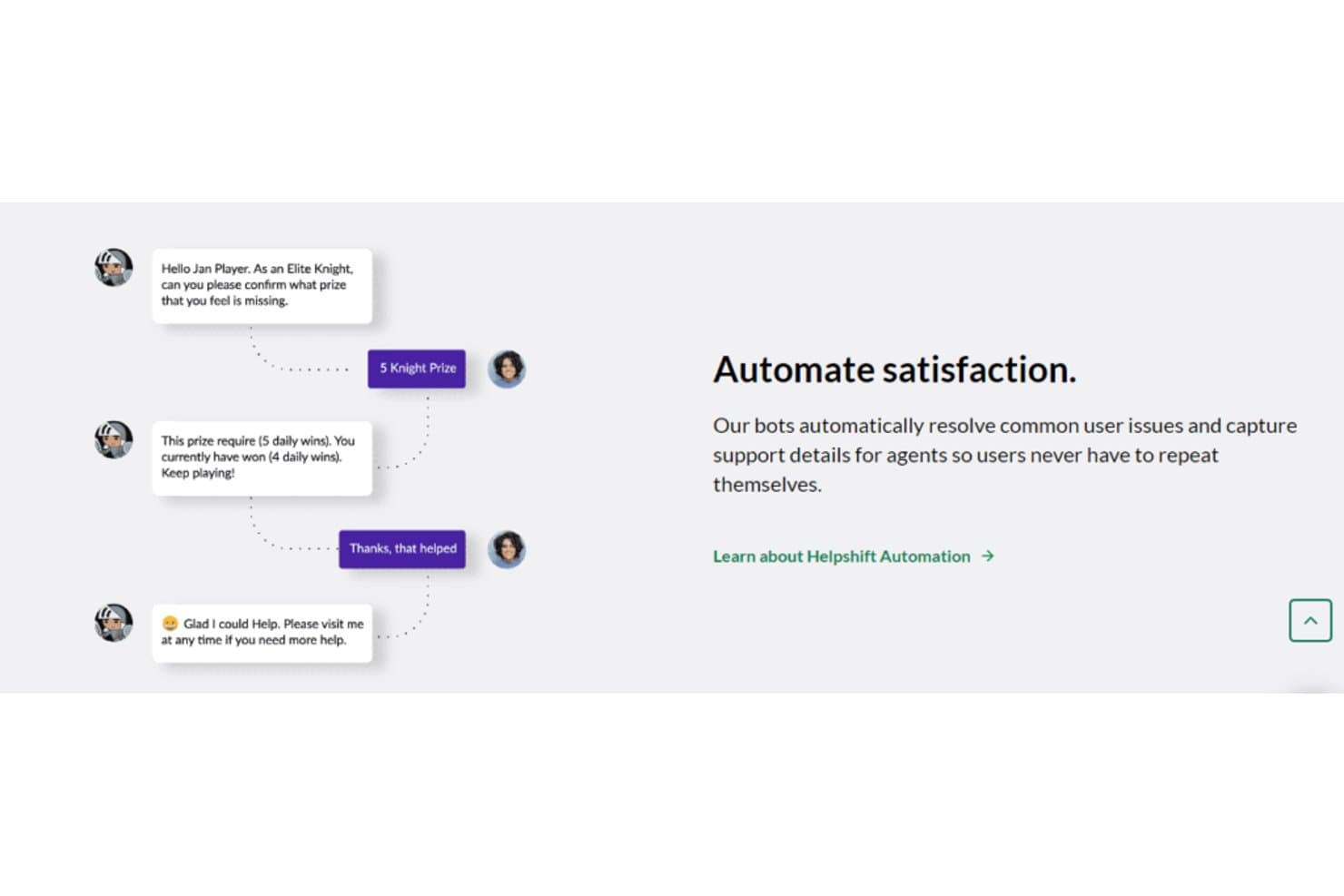 Chatbot-keskustelu, jossa puuttuvaa palkintoa koskeva ongelma ratkaistaan automaattisilla vastauksilla.