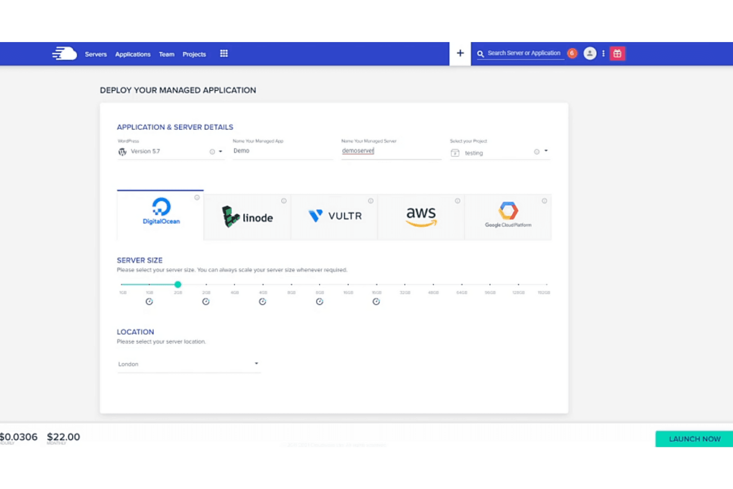 Cloudways screenshot