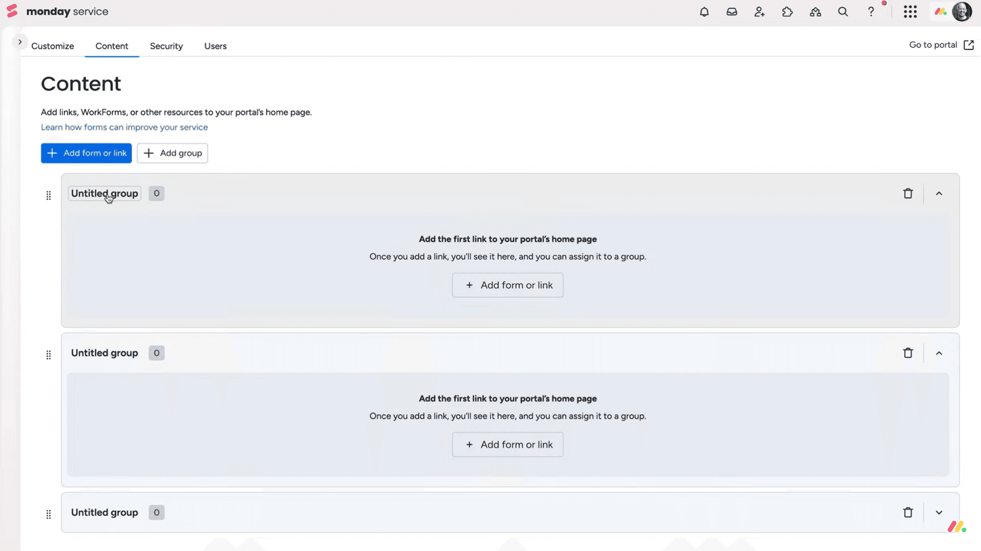 monday service screenshot