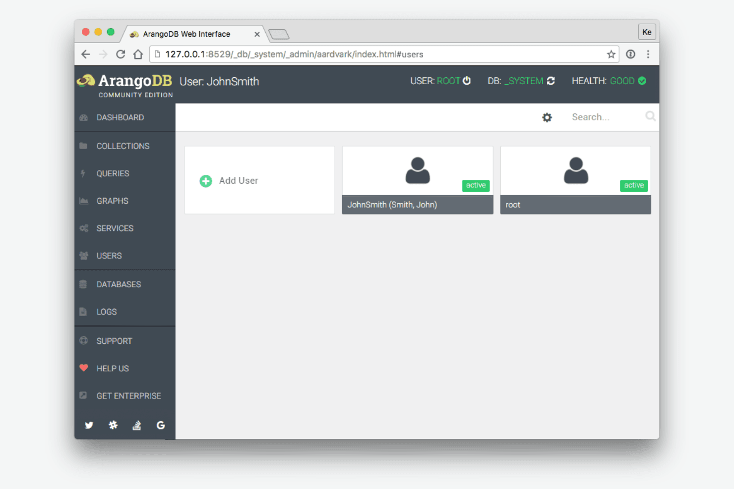 ArangoDB screenshot
