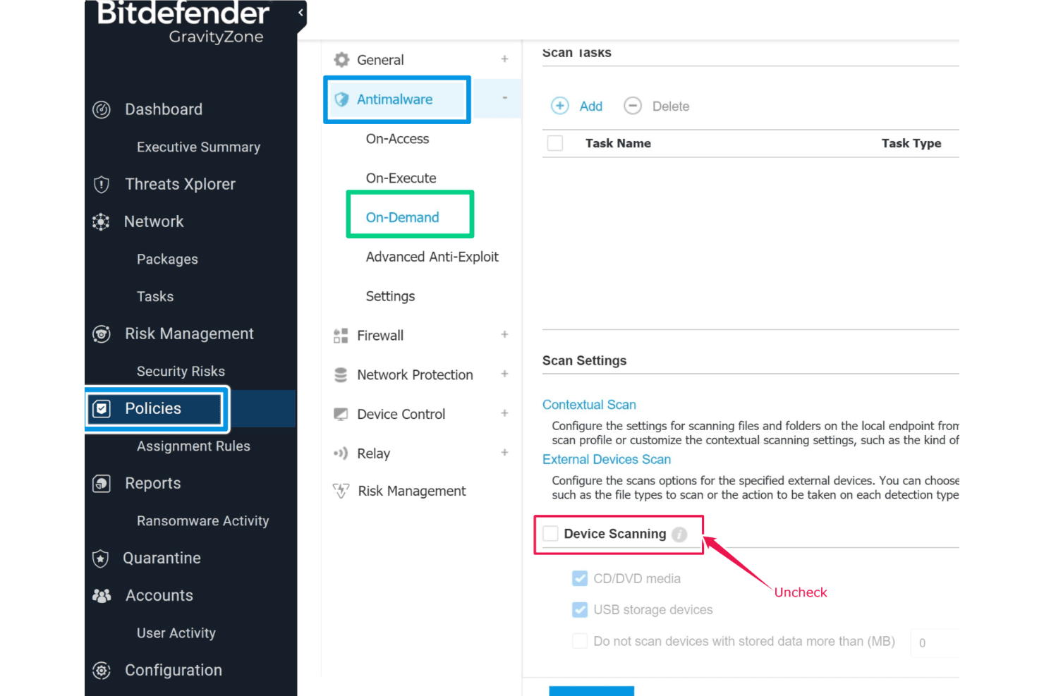 Bitdefender GravityZone screenshot