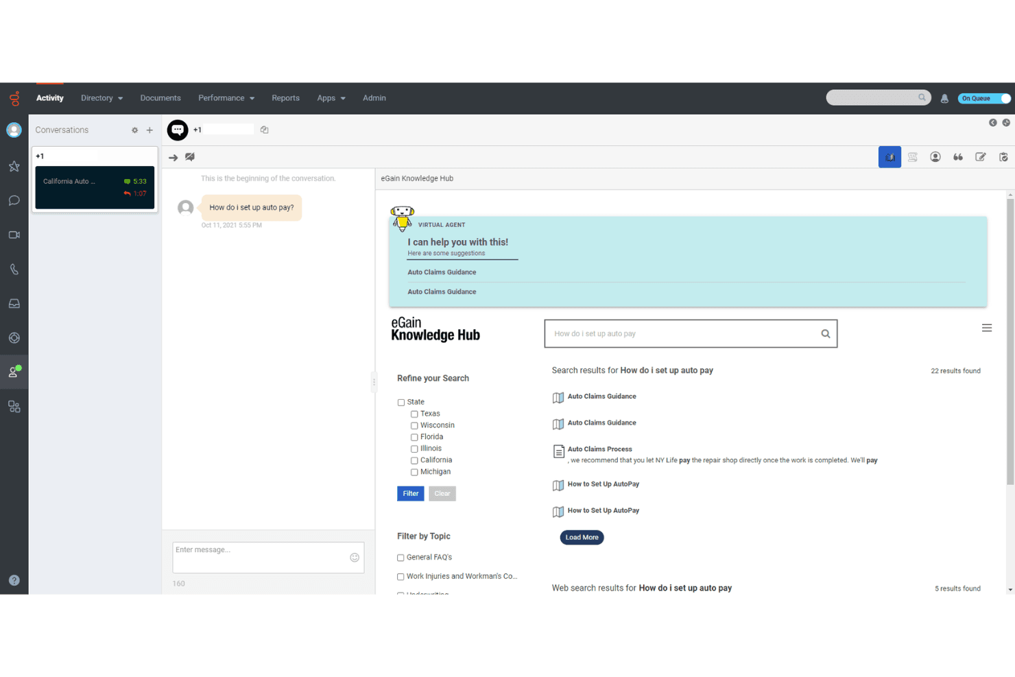 eGain screenshot