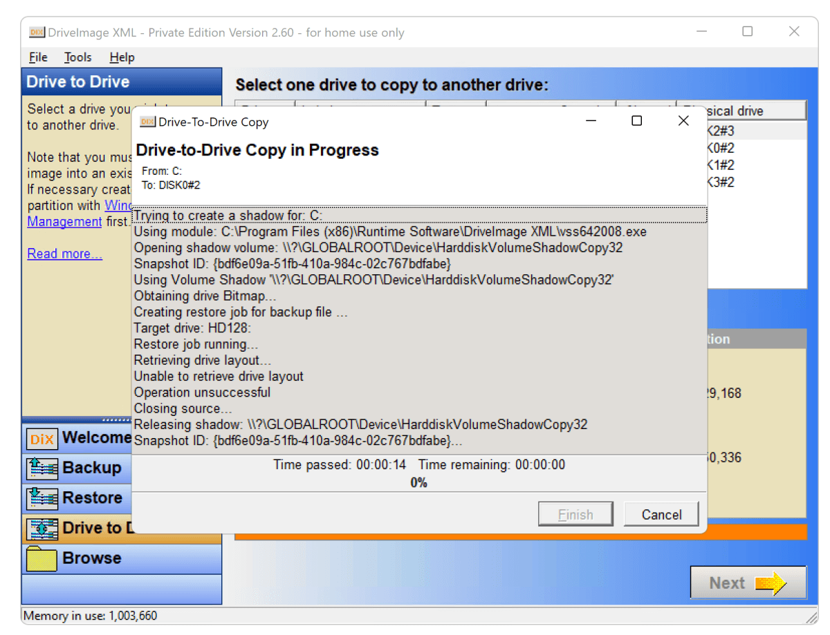 DriveImage XML screenshot