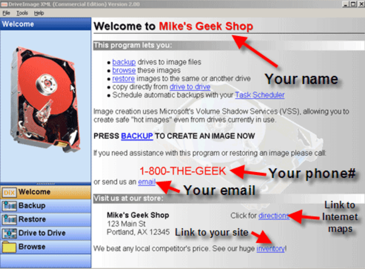 DriveImage XML screenshot