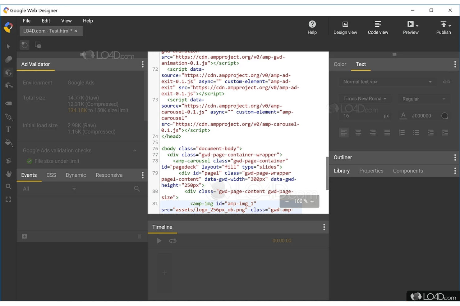 Google Web Designer screenshot