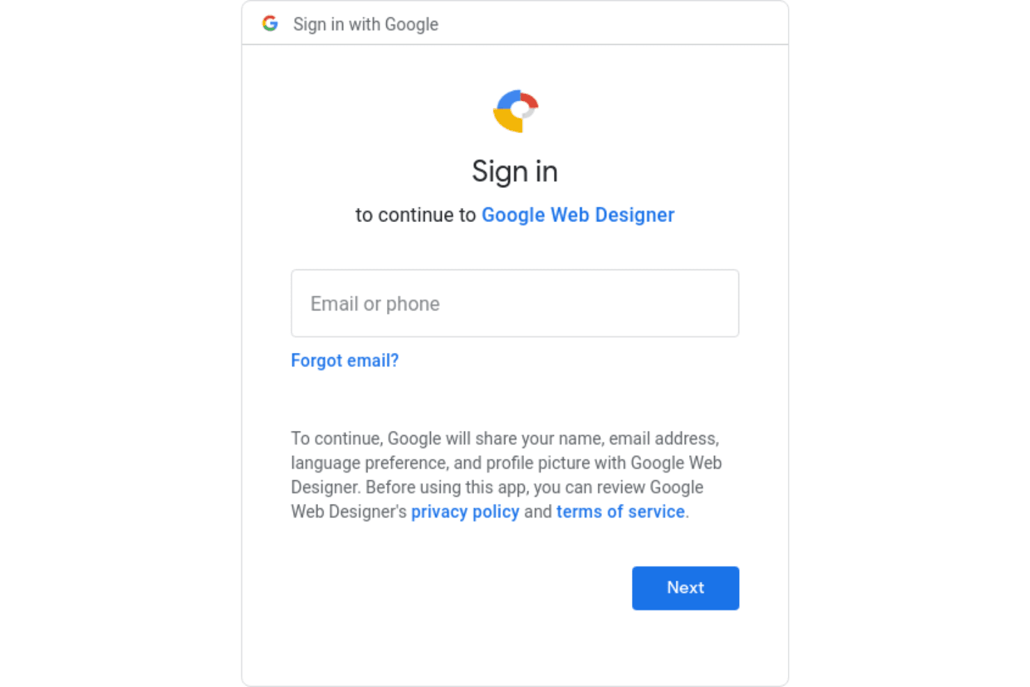 Google Web Designer screenshot