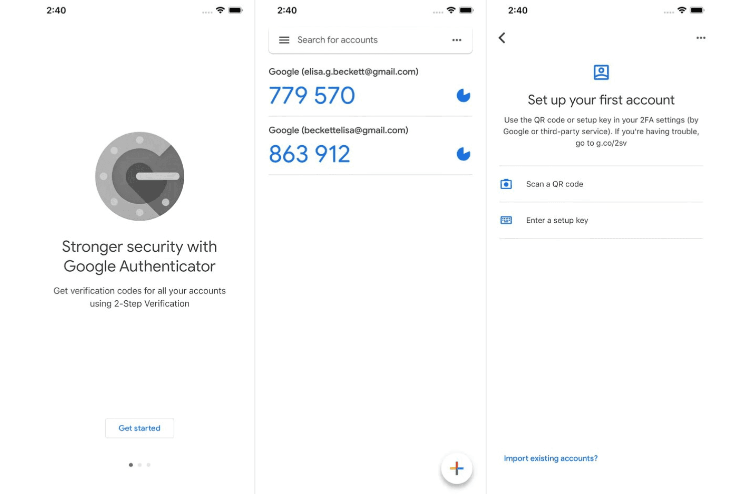 Google Authenticator screenshot