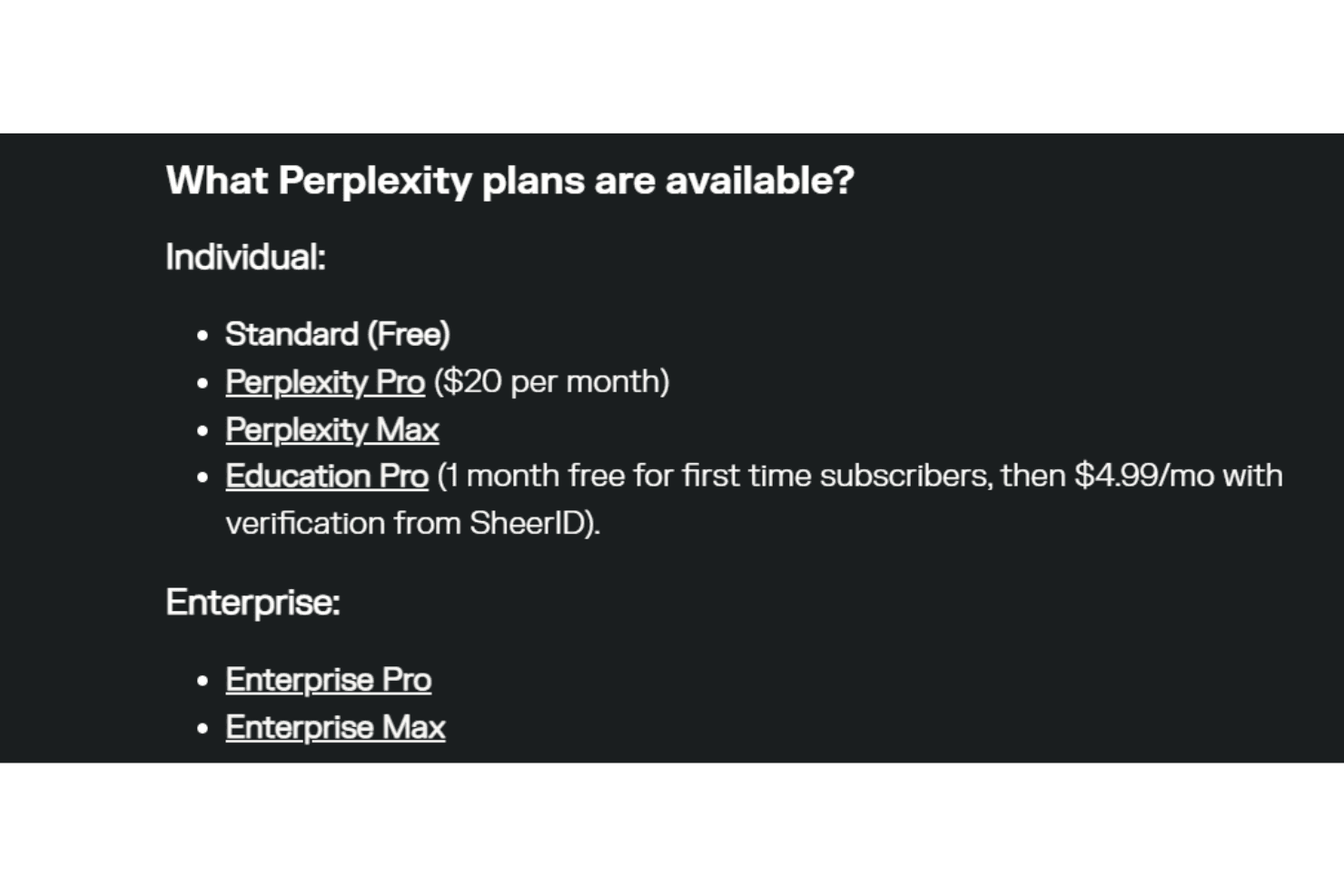 Perplexity AI screenshot