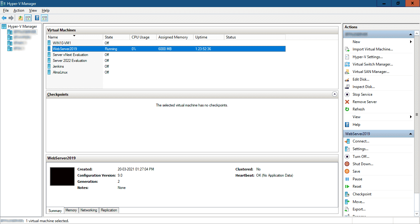 Microsoft Hyper-V screenshot