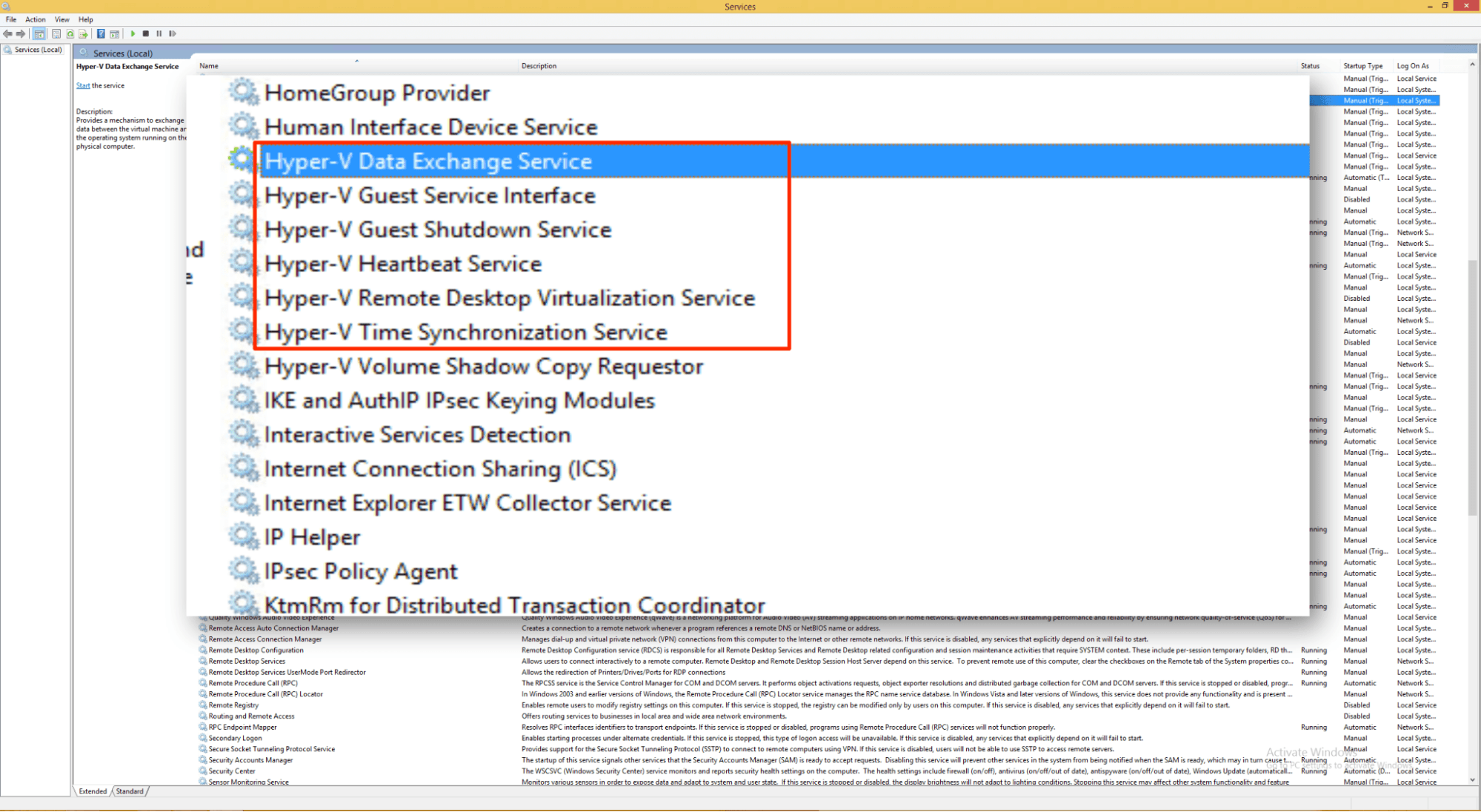 Microsoft Hyper-V screenshot