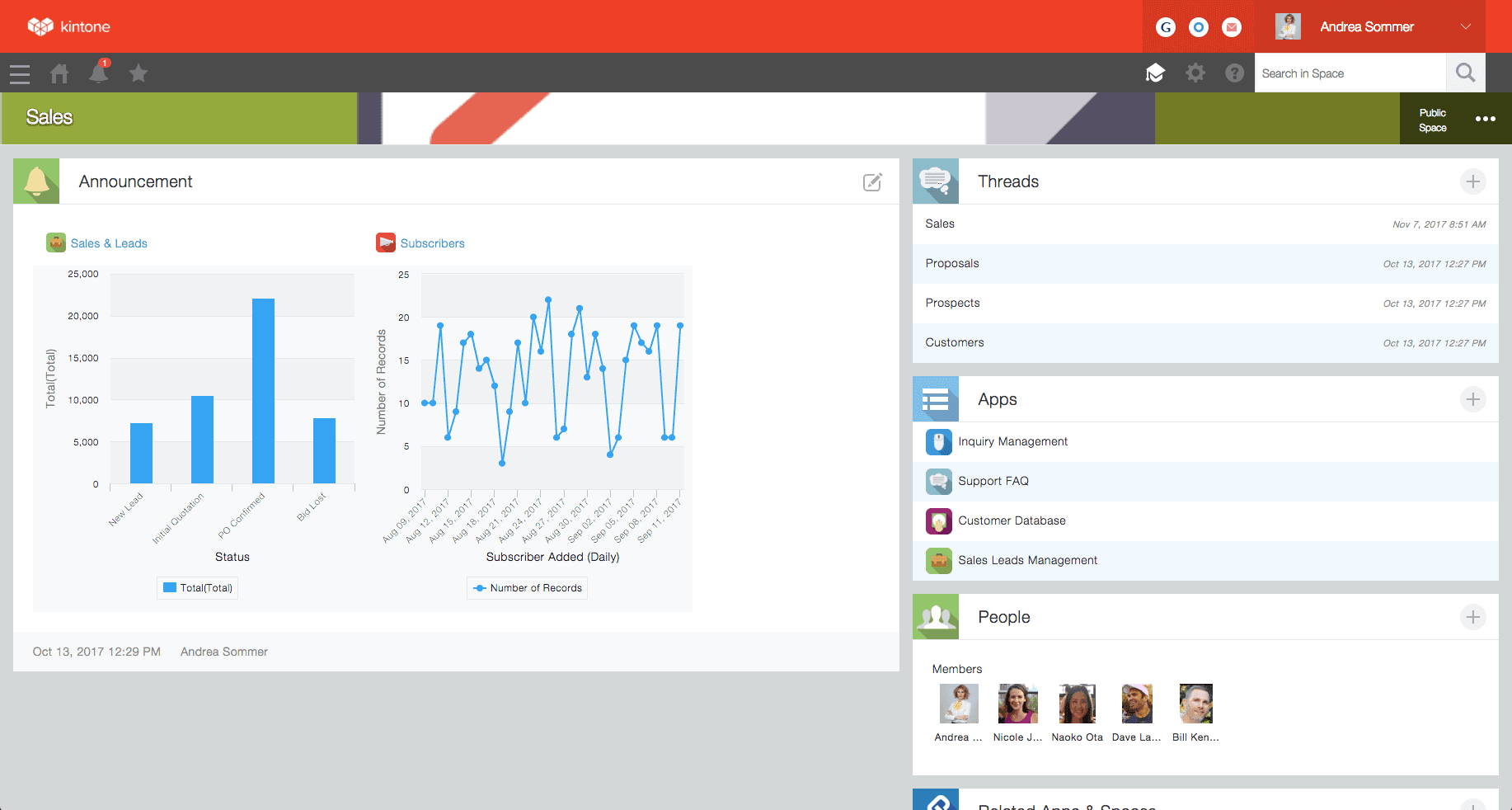 Kintone screenshot
