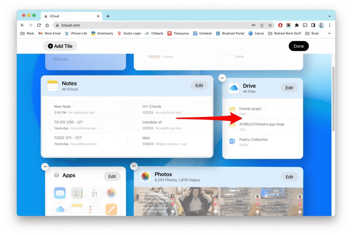iCloud screenshot
