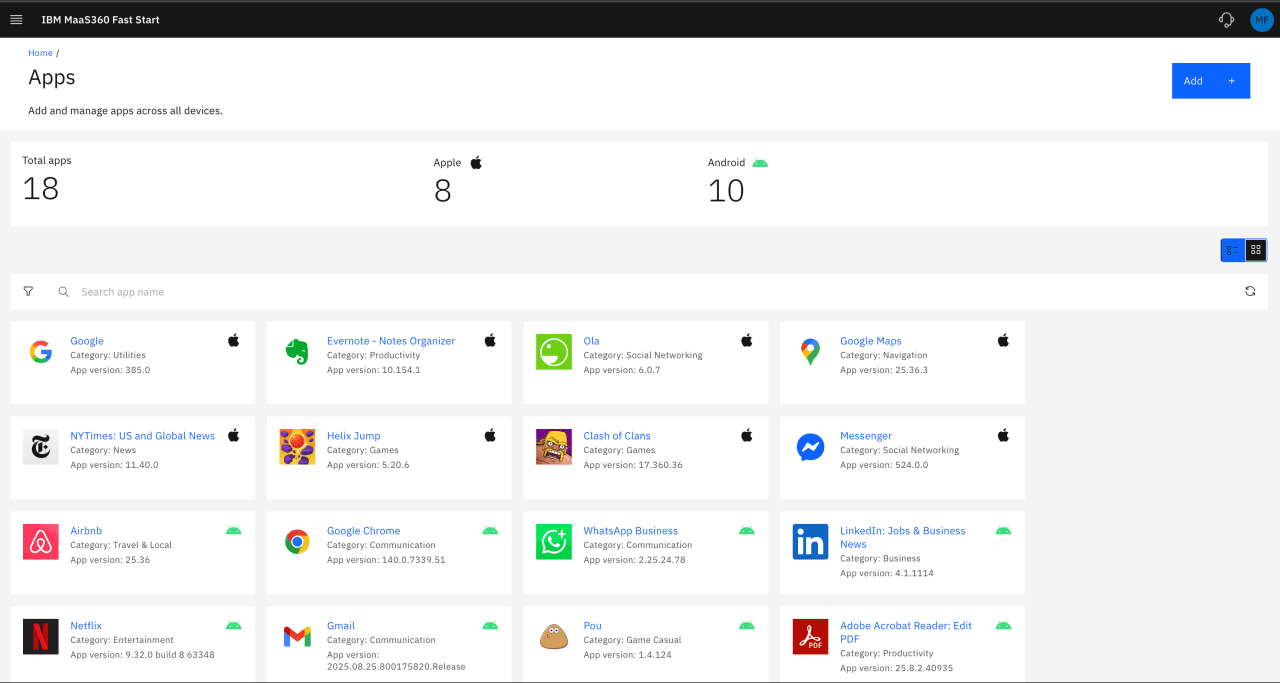 IBM MaaS360 screenshot