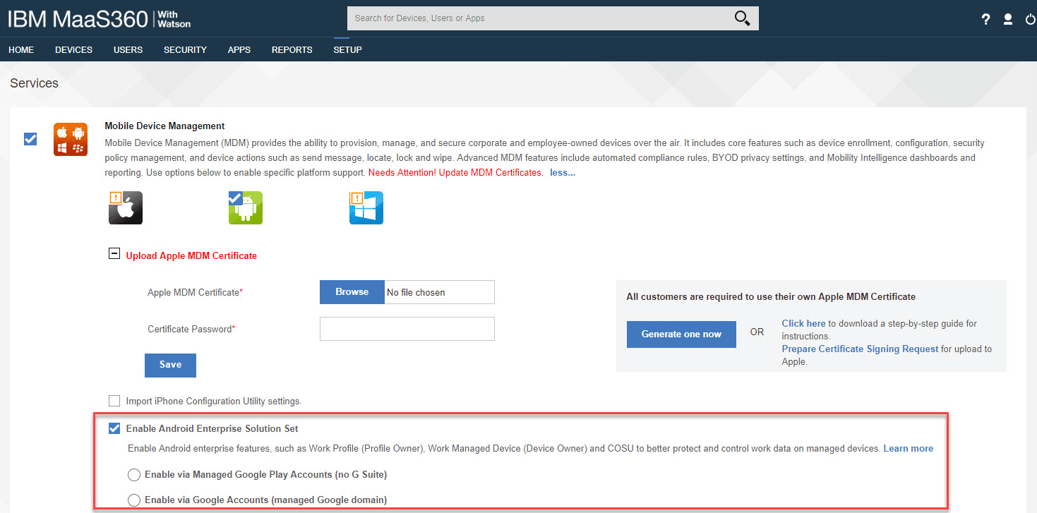 IBM MaaS360 screenshot