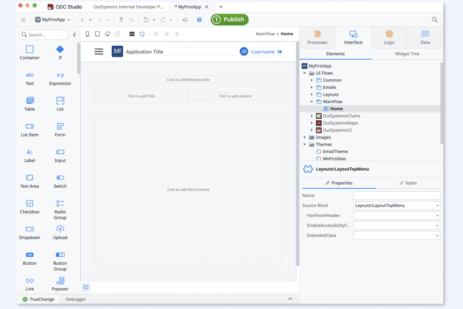OutSystems screenshot