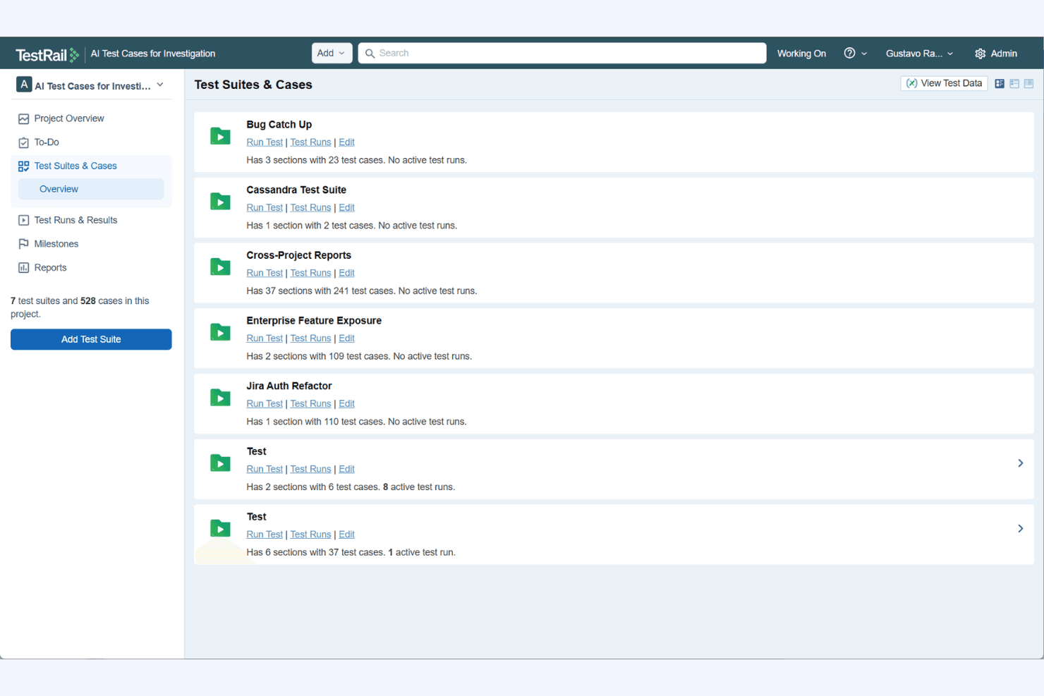 TestRail screenshot