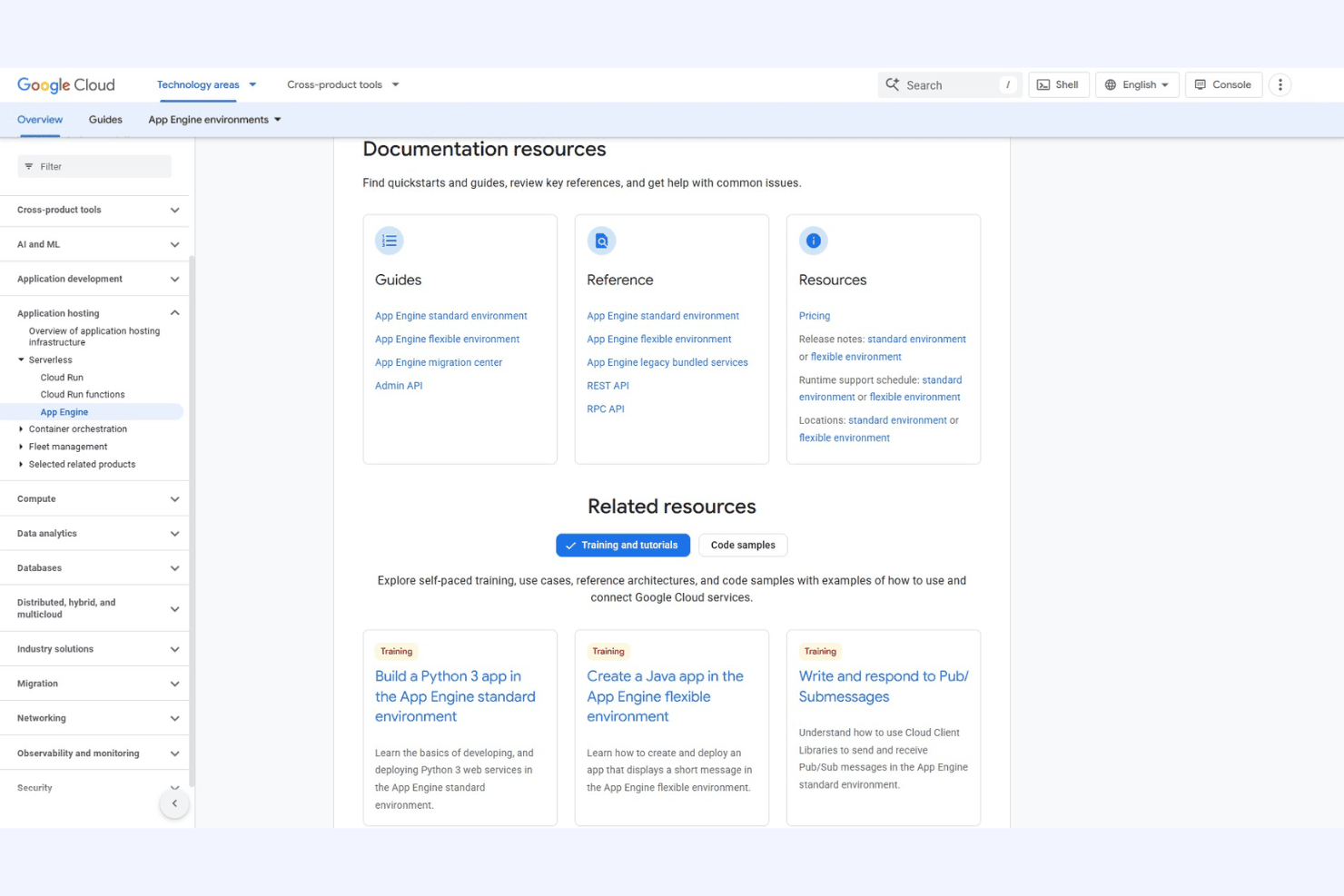 Google App Engine screenshot