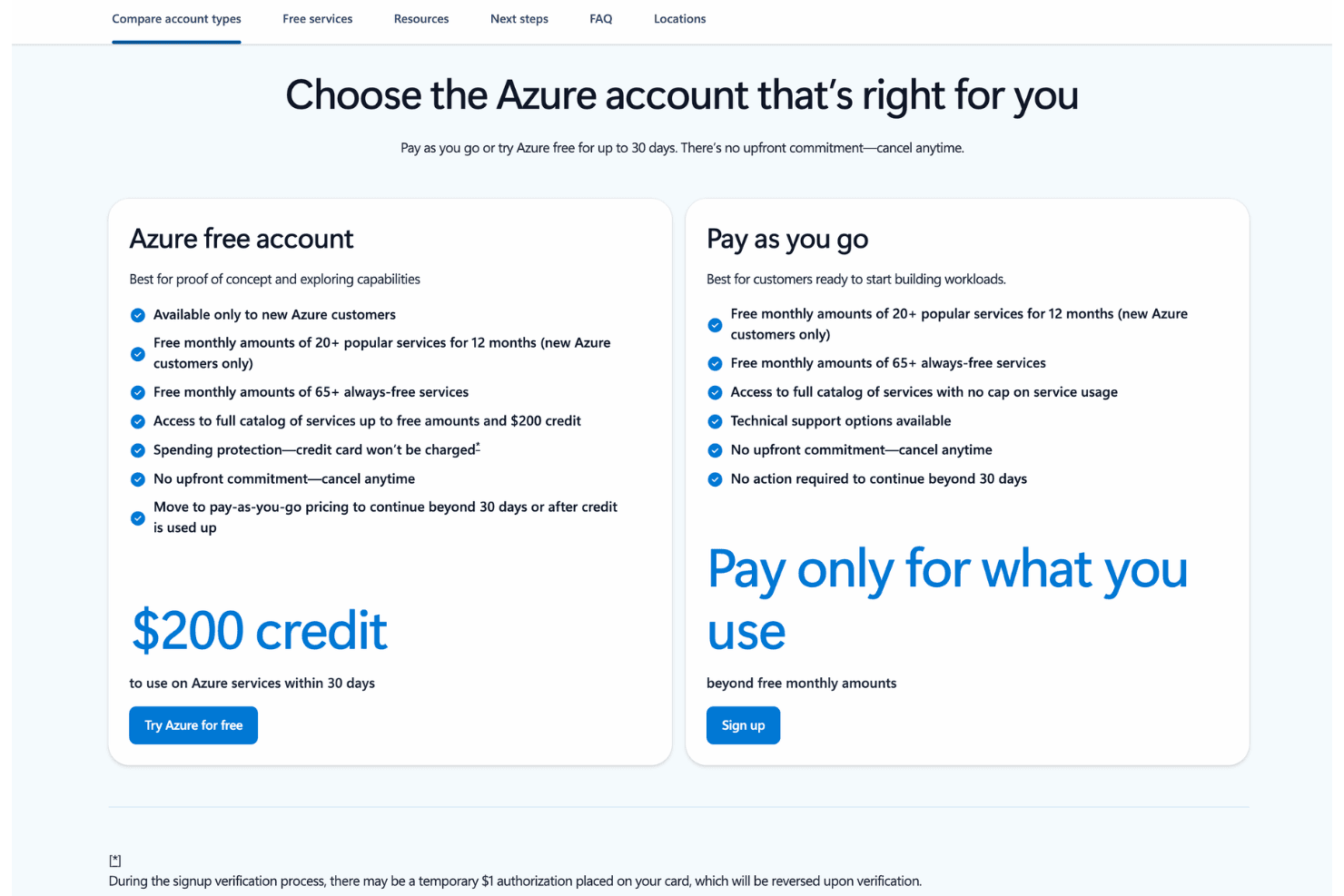 Microsoft Azure screenshot