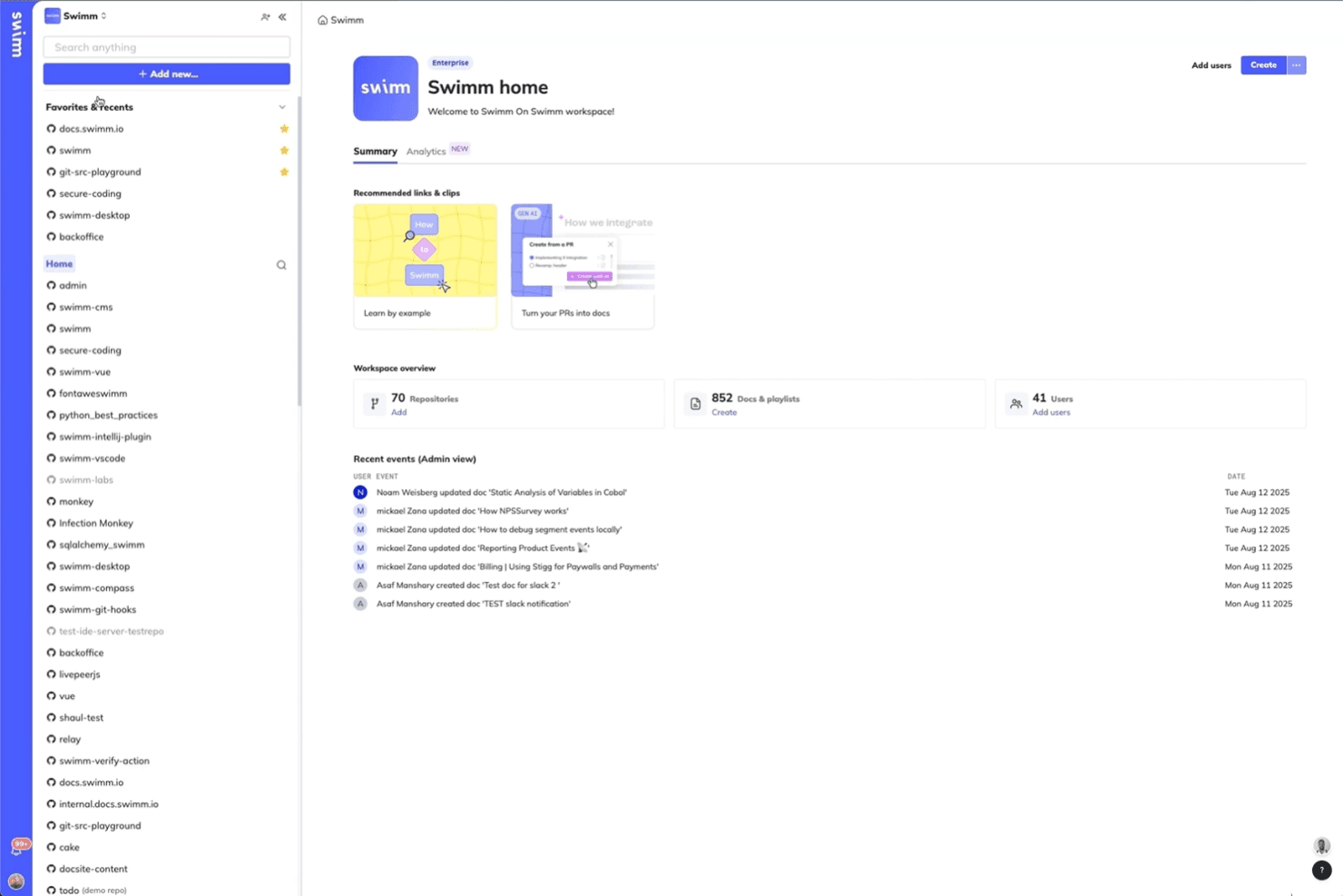 Swimm screenshot