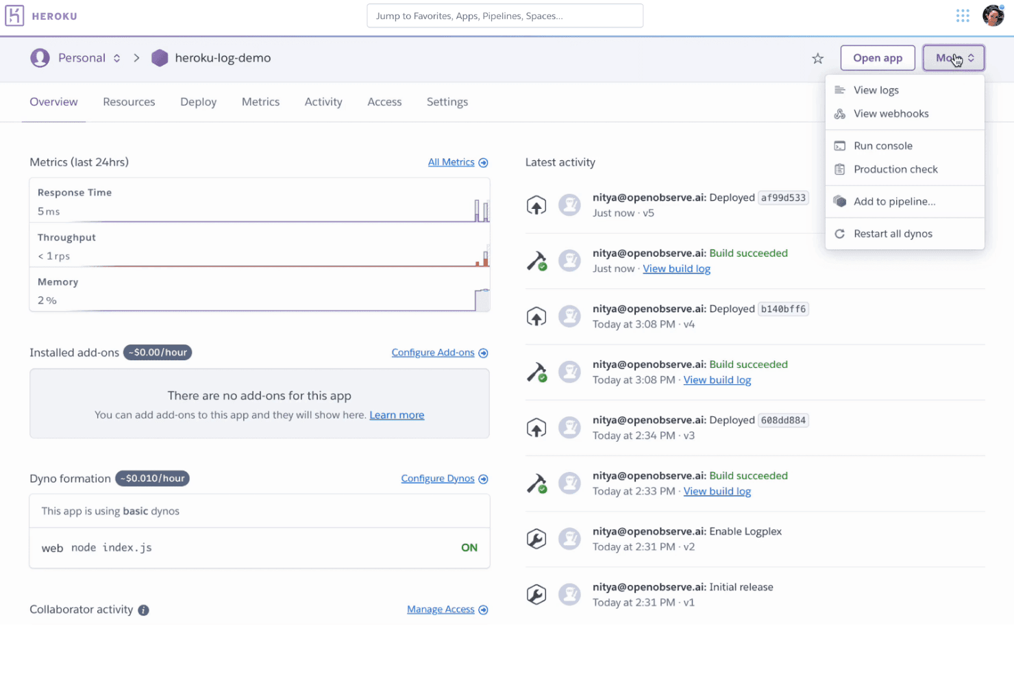 Heroku screenshot