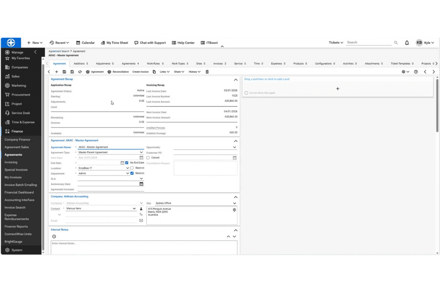 ConnectWise PSA screenshot