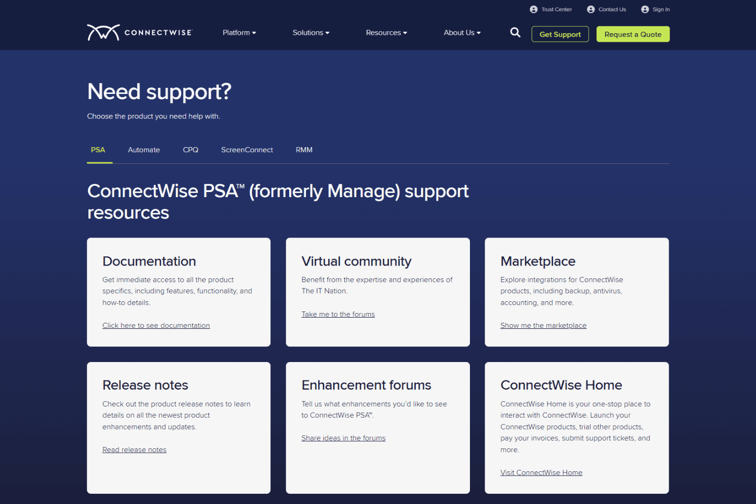 ConnectWise PSA screenshot
