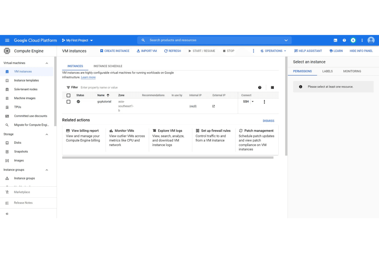 Google Cloud screenshot