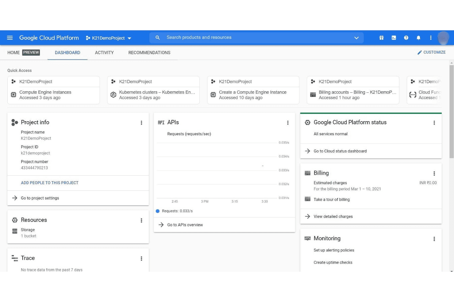 Google Cloud screenshot
