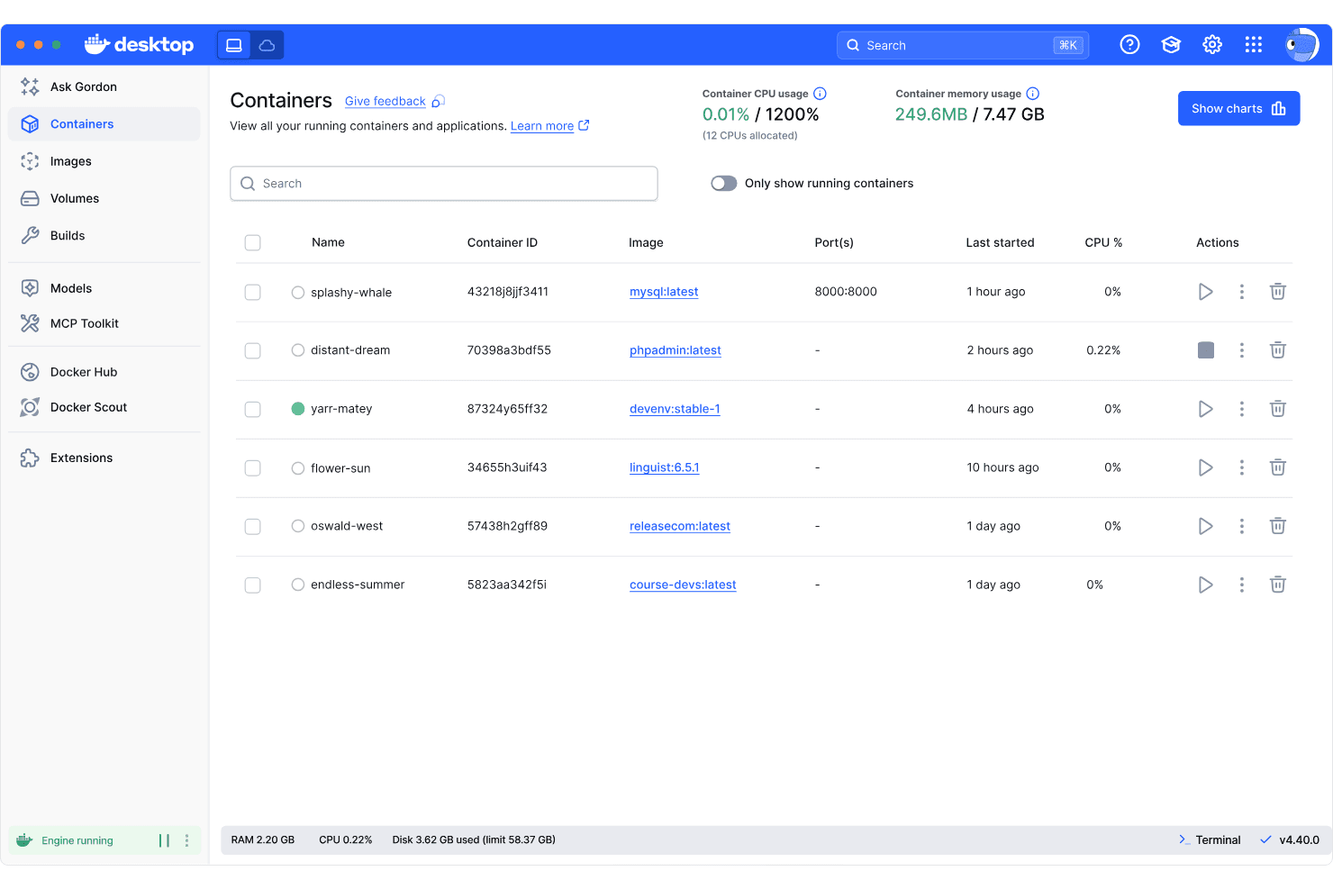 Docker screenshot