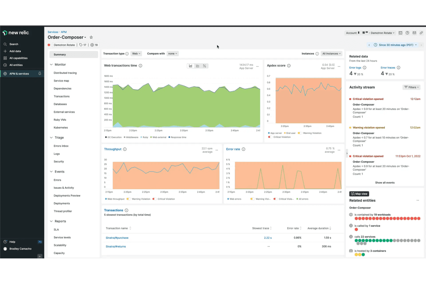 New Relic screenshot