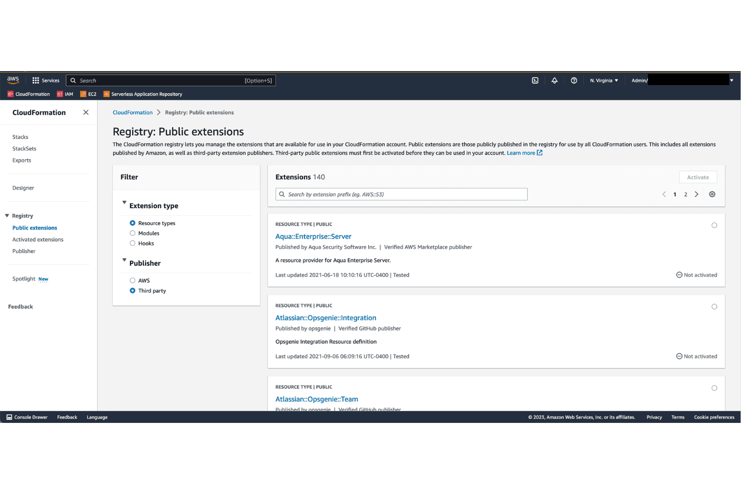 AWS CloudFormation screenshot