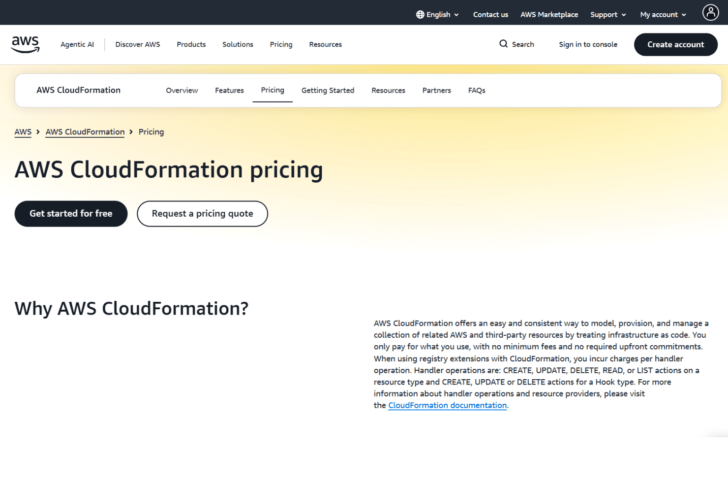 AWS CloudFormation screenshot