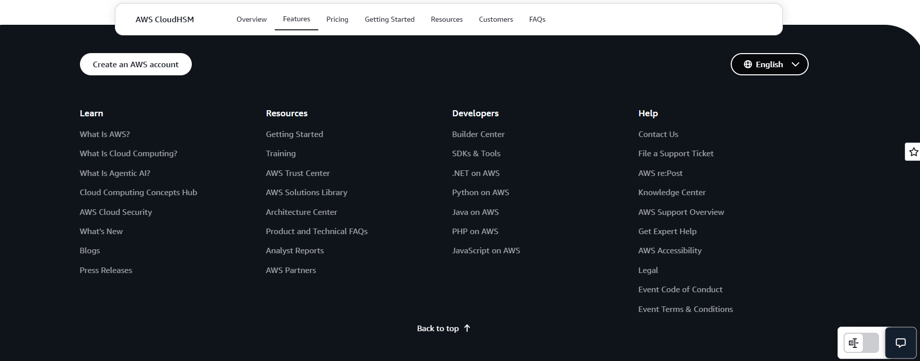 AWS CloudHSM screenshot