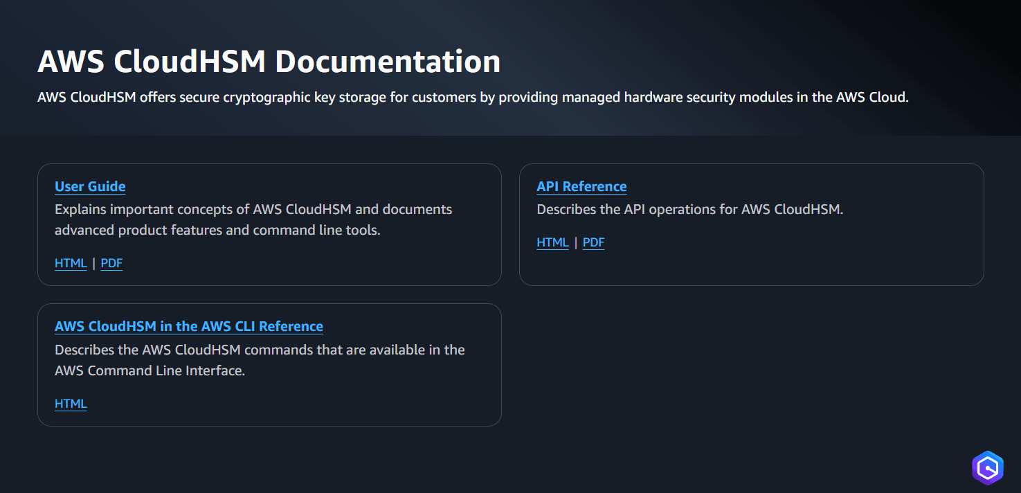 AWS CloudHSM screenshot