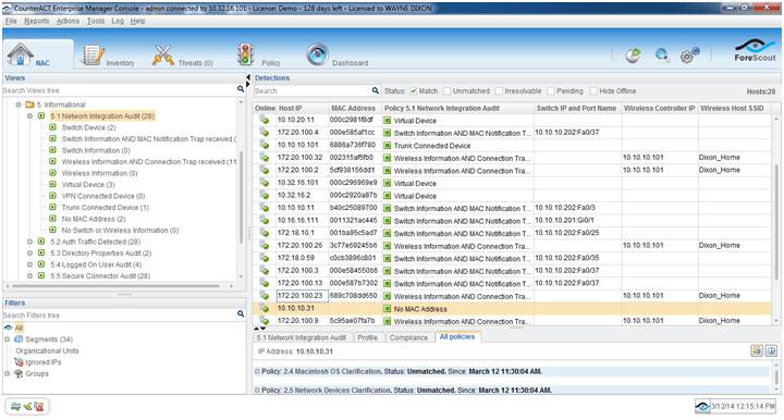 Forescout screenshot