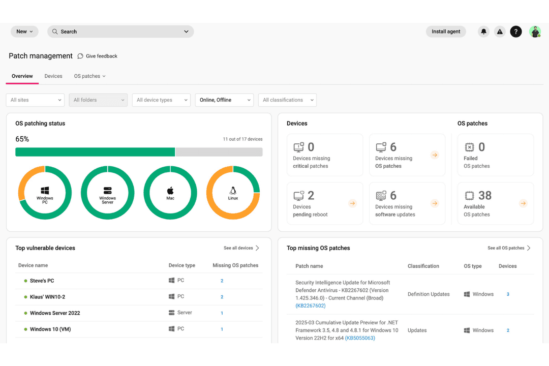 Atera centralizes IT monitoring, patching, automation, and device health.