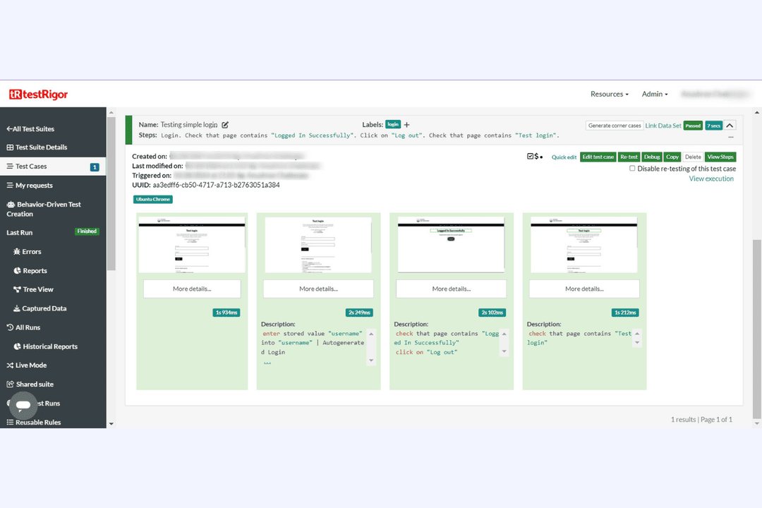 testRigor automates end-to-end tests using plain English test steps.