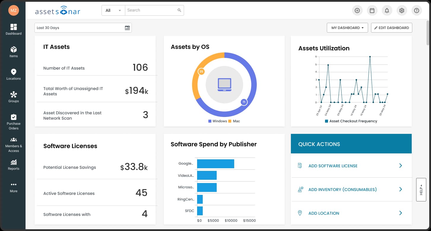 EZO AssetSonar gives you a clear view of IT assets and licenses.