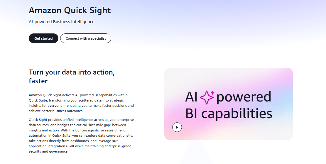 Cloud BI tool for interactive dashboards and AI-driven insights.