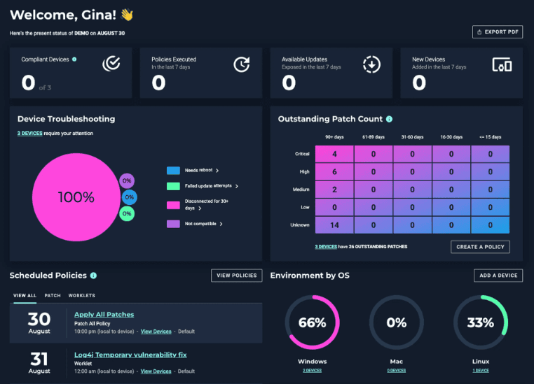 Automox automates patching, endpoint management, and configuration from the cloud.