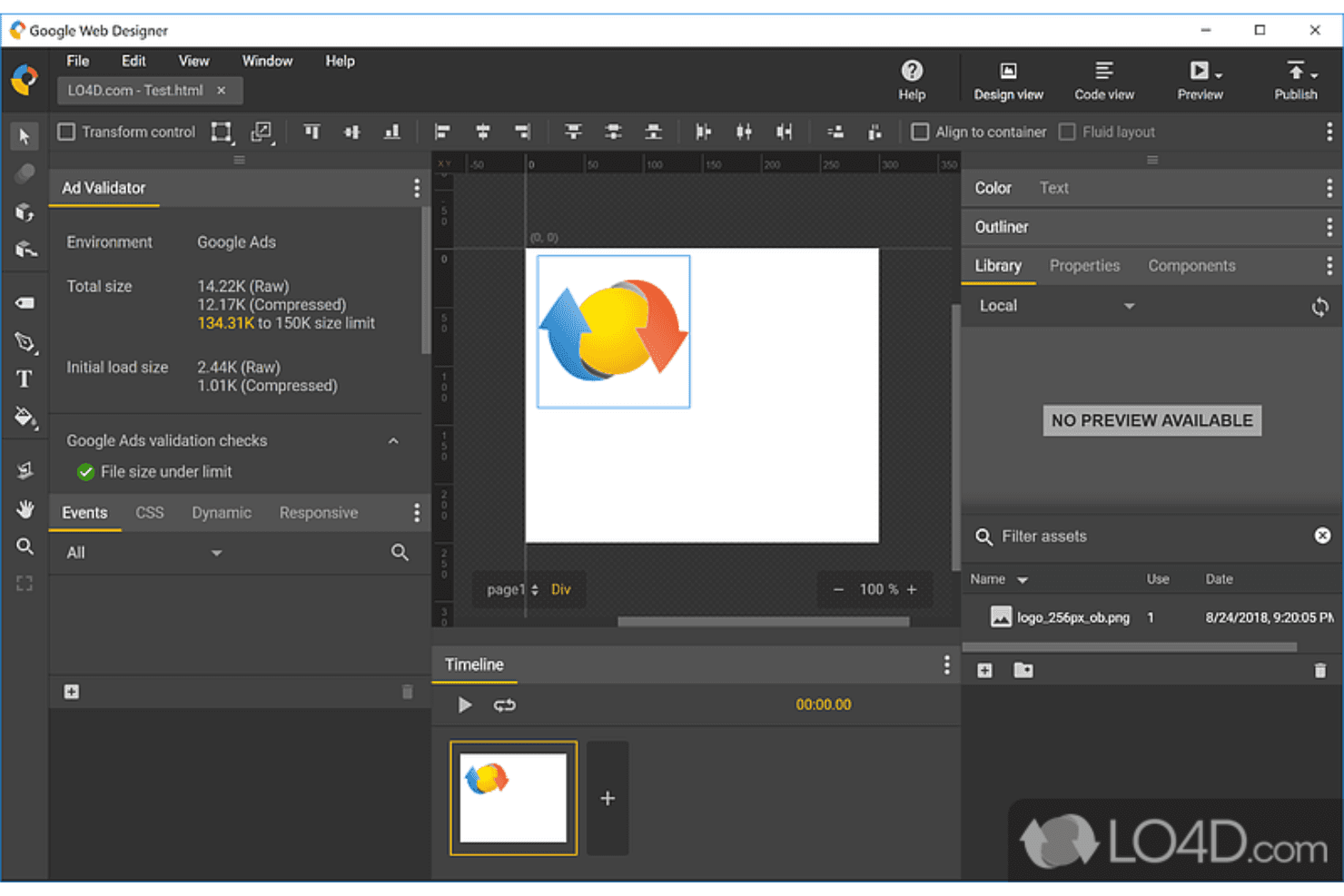 Google Web Designer creates interactive HTML5 ads and visuals with code or UI.