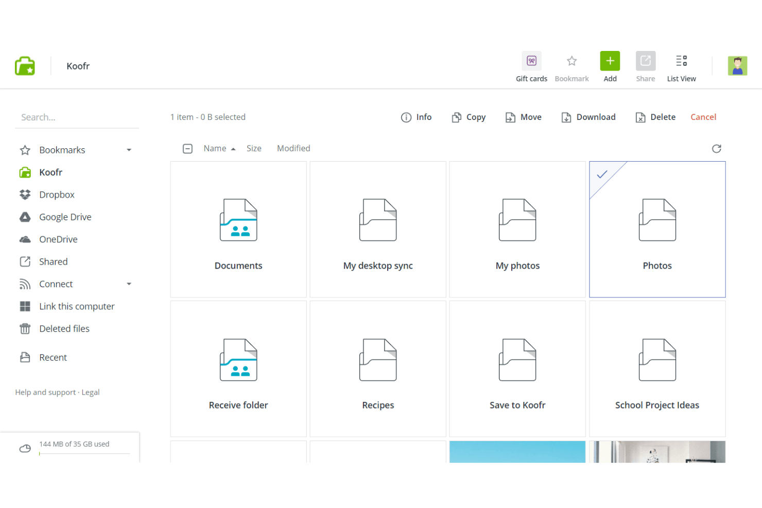 Koofr provides secure cloud storage with file sharing and multi-cloud integration.