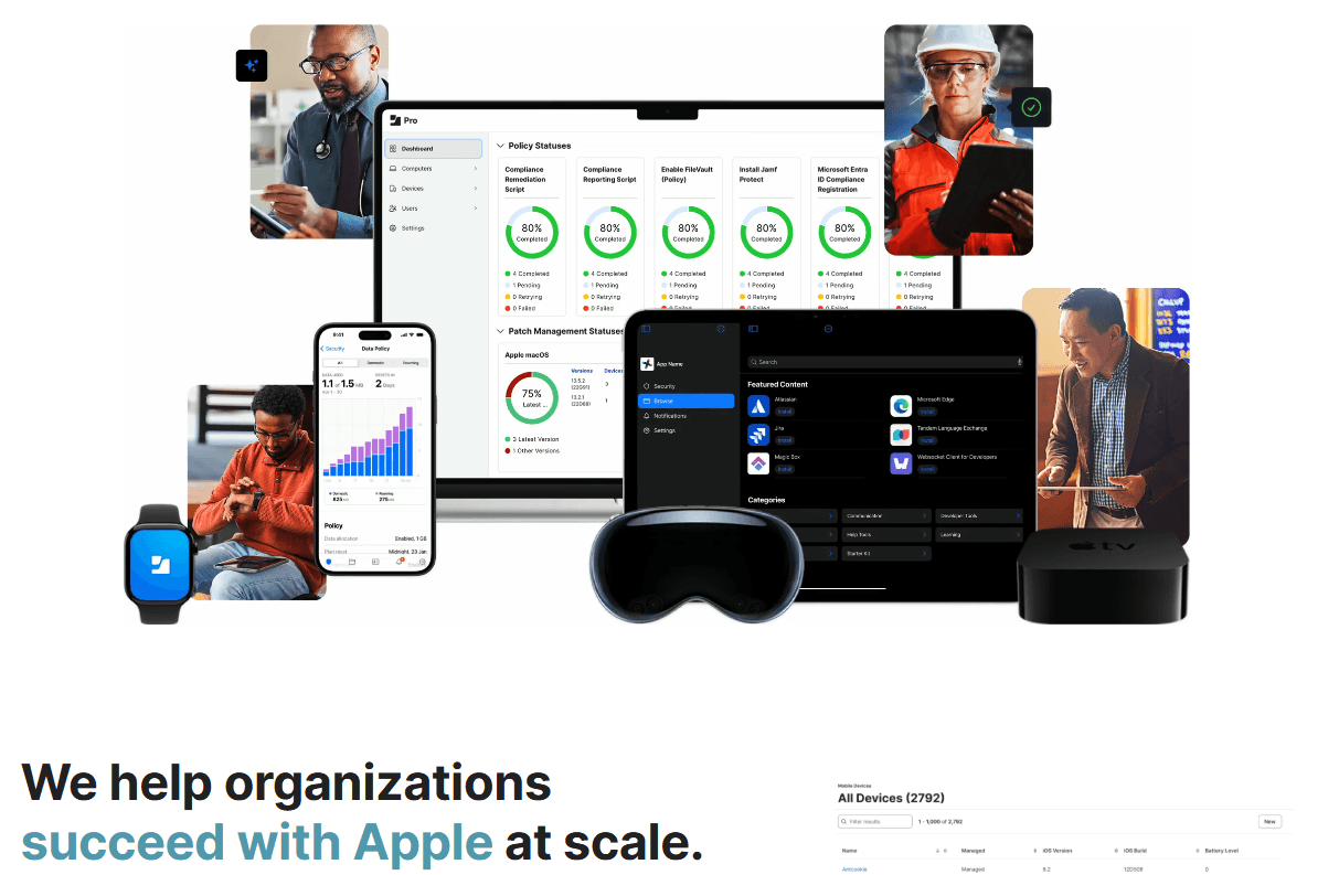 Jamf is an MDM platform for managing, securing, and deploying Apple devices.