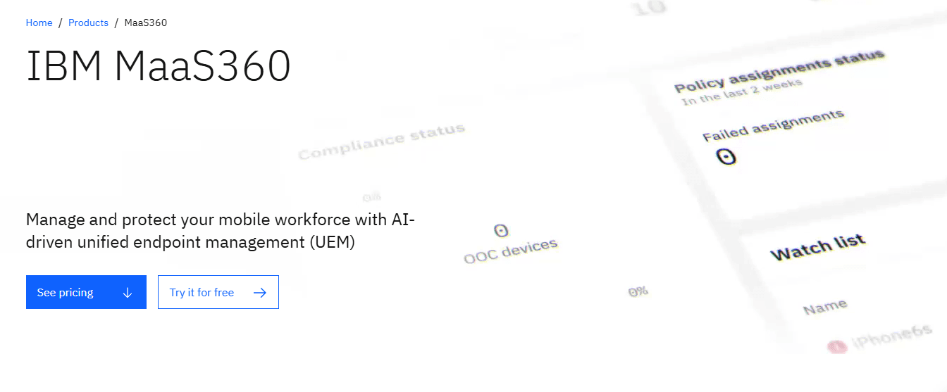 IBM MaaS360 secures and manages devices, apps, and data from one console.