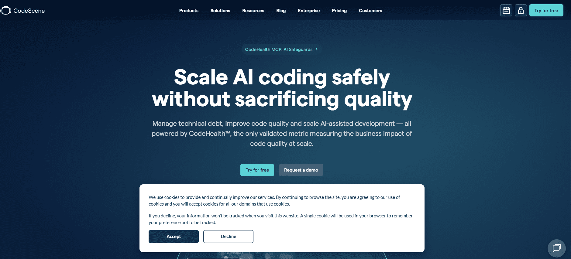 CodeScene analyzes code health, hotspots, and team productivity insights.